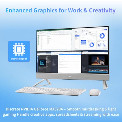 Image of Dell 2025 27 inch All-in-One Desktop Computer, 27-inch FHD IPS Touchscreen, Intel 10-Core 7-150U, NVIDIA GeForce MX570A, 64GB RAM, 2TB SSD, Wi-Fi 6E, IR Web Camera, Windows 11 Pro, with Redragon Accessory