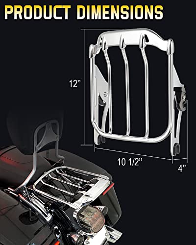 Anonemoto Two Up Air Wing Luggage Rack Detachable Mounting Rack Compatible For Harley Davidson Touring 2009-2023 Street Glide Electra Glide Road Glide Road King Chrome #TOP6