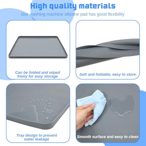 Bandeja de arruela de 68,5 cm para proteção de piso, borda elevada, tapete de borracha para máquina de lavar, bandeja de borracha para lavadora, bandeja de drenagem sob geladeira, dobrável