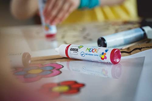 KREUL 24404 - Mucki Window Color, orange, 29 ml Pen, Fenstermalfarbe auf Wasserbasis, parabenfrei, glutenfrei, laktosefrei, vegan, leicht vermalbar, auswaschbar