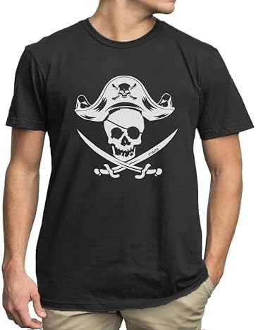Pirate Shirt Mens Skeleton Shirt Skull and Crossbones Tshirt Fami...