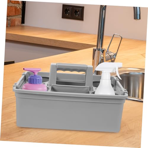Miniatura 7 de Lopuner Cesta De Herramientas De Limpieza De Mano 2 Compartimentos, Cesta De Plástico Resistente Asas Ergonómicas, Ligera Y Portátil, Organizador Para Suministros De Limpieza En Hogar