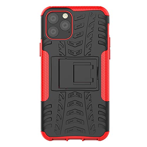 JMstore Coque Compatible avec iphone 11+Protection Verre Trempé,Armor Support Étui Hybride Cover Cases Housse(Rouge Cover