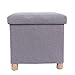 Kuuleyn Pouf poggiapiedi, Pouf con Contenitore per Soggiorno, Sgabello Pieghevole con poggiapiedi Quadrato con 4 Gambe in Legno e Cuscino Rimovibile (Grigio Chiaro)