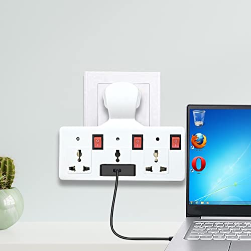 Image of Digiway Three pin Multi Plug Point | Cordless Wall Socket Multi Outlet Extension Board, Universal Sockets and Individual Switches -Pack of 2