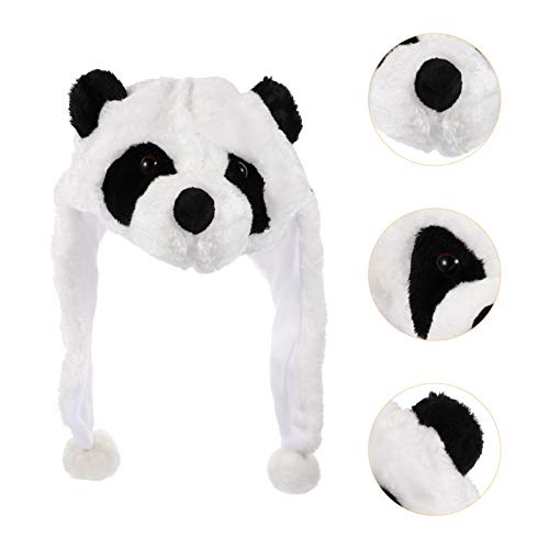 Amosfun Chapéu de Panda de Pelúcia Peles Artificiais Boné de Animal Novidade Inverno Quente Cachecol