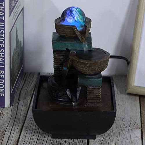 Fonte de água interna, Fonte de meditação com cascata de LED de 3 camadas Fonte Fengshui Decoração I
