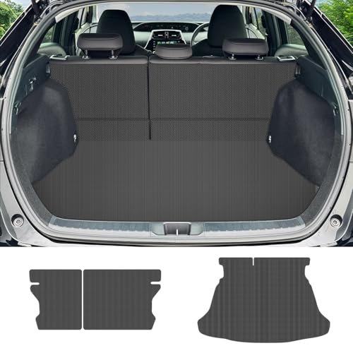 YORKNEIC トヨタ プリウス ラゲッジマット 50系 2015年から2022年 2WD車 スペアタイヤなし 背もたれカバー 車種専用 トランクマット シートバックカバー カーゴマット バックマット 合成革材質 耐汚れ 防水 タイプC