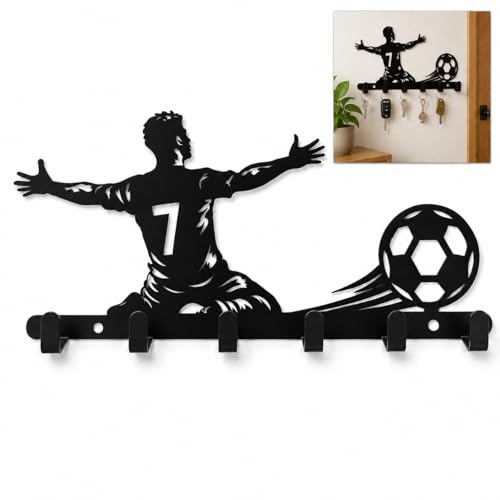 Image of Shuchi Metal Key Holder Football Player Celebration Pose, No.7, Black