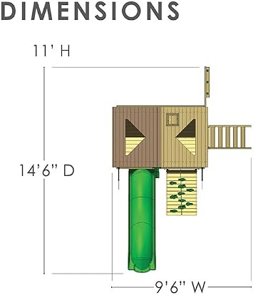 Gorilla Playsets 01-0061-AP Chateau Tower Wooden Play Tower with Wood Roof, Slide, and Climbing Wall, Brown