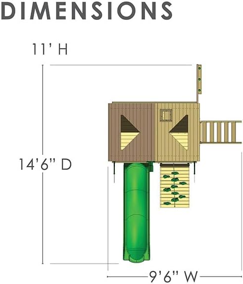 Gorilla Playsets 01-0061-AP Chateau Tower Wooden Play Tower with Wood Roof, Slide, and Climbing Wall, Brown