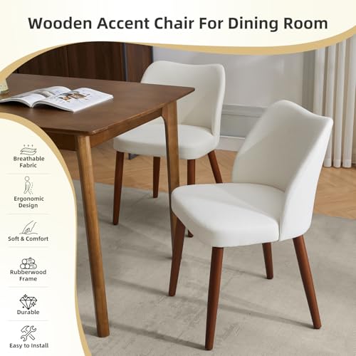 GarveeHome Wooden Dining Chair Set of 4 Upholstered Fabric Dining Chair - Image 4