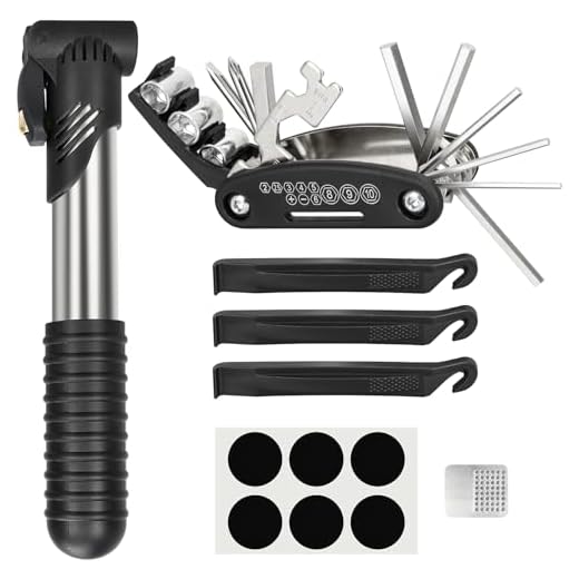 Bike Repair Kit, Bike Tire Repair Tool Kit, Including Bike Tire Pump, 16-in-1 Bike Multitool, Bicycle Tire Repair Accessories, Used for Mountain Bike and Road Bike