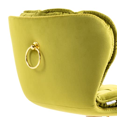 Szlizccc Set Of 2 Modern Swivel Pub Height Barstool, High Dining Chair With Velvet Seat, Backrest, Armless Hydraulic Counter Stool, Gold Base Island Stool-Green #TOP7