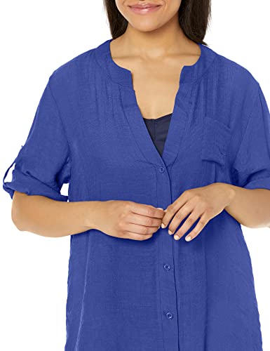 Image of Ekouaer Bathing Suit Cover Up for Women V Neck Button Down Swimsuit Coverup Beach Dress Shirt S-3XL
