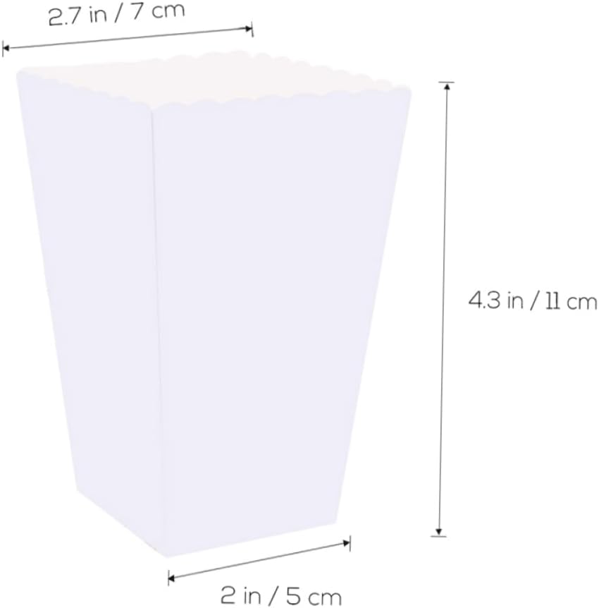 100pcs White Stripe Popcorn Containers Movie Nights Weddings Parties Snack Boxes for Candy Cookies Treats Favor Holders