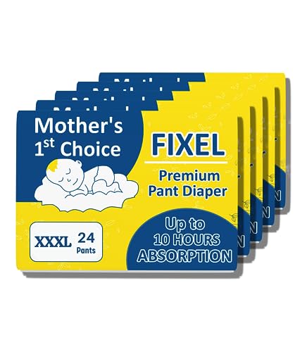 Image of FIXEL Baby Pants Diapers, XXX-Large (XXXL), with Wetness Indicator, 18-35 kg, Pack of 5, 120 count