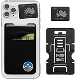 Gecko Travel Tech Double Pocket - Adhesive Card Holder - Cell Phone Pouch - Stick on Spandex Pocket - Carry Credit Cards and Cash (Mountain)