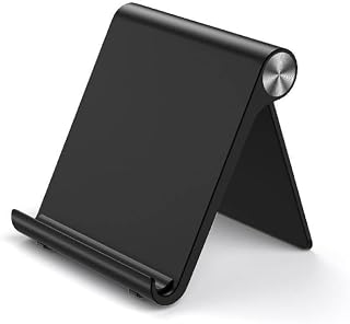 Foldable Desk Cell Phone Stand Portable, Adjustable Tablet Dock, Office Desk Accessories Compatible with Samsung Galaxy S25 S24 All Smartphones Tablets(Black)