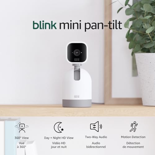 Blink Mini Pan-Tilt Camera (newest model), Rotating indoor plug-in smart security camera, two-way audio, HD video, motion detection, Works with Alexa (White)