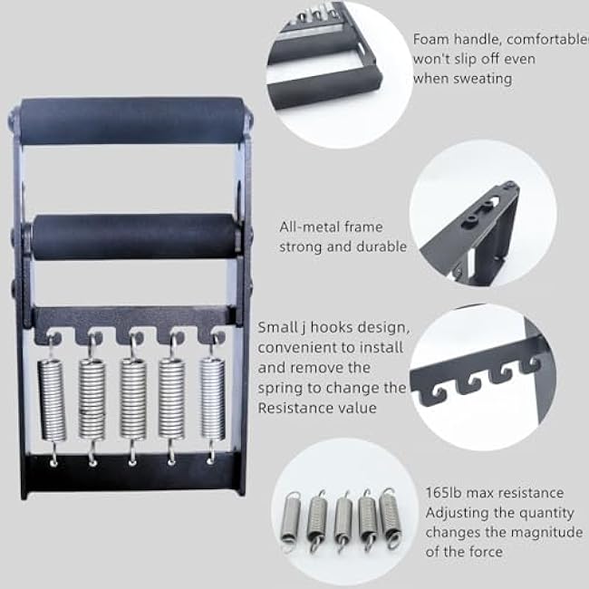 Solid Metal Hand Grip Dynamometer Hand Grip Strength Tester 165lb Adjustable Grip Strength Trainer with 5 Heavy Duty Springs,Professional Forearm & Finger Exercise Equipment for Athletes,Gym & Home Workouts