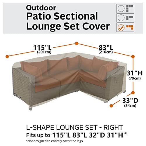 Flexiyard Heavy Duty Outdoor Sectional Sofa Cover, 115"X83" L-Shaped Waterproof 600D Patio Sectional Cover, Lawn Patio Furniture Protector(Storm Grey, L-Shaped-Right Facing-115 x83)
