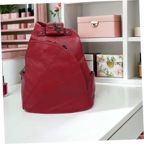 Sac à dos en cuir rouge de voyage chic et finitions ajustables