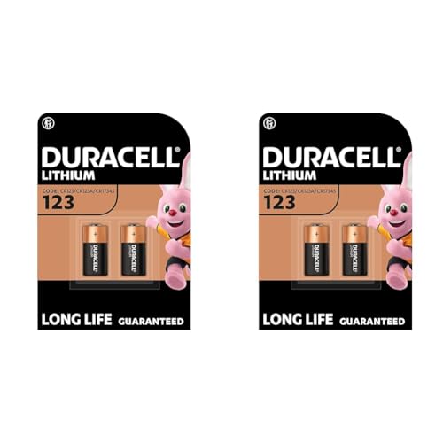 Duracell High Power Lithium 123 Battery 3V, pack of 4 (CR123 / CR123A / CR17345) designed for use in Arlo cameras, sensors, keyless locks, photo flash and flashlights