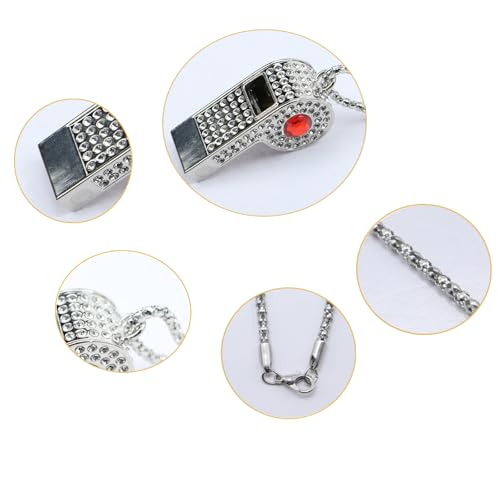 Silbato de Metal con Pedrería y Cadenita Ajustable miniatura 3