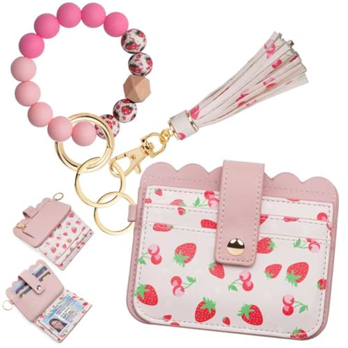 Image of Wristlet Wallet for Women with Keychain - RFID Card Holder Small Wallet Wristlet with Key Ring
