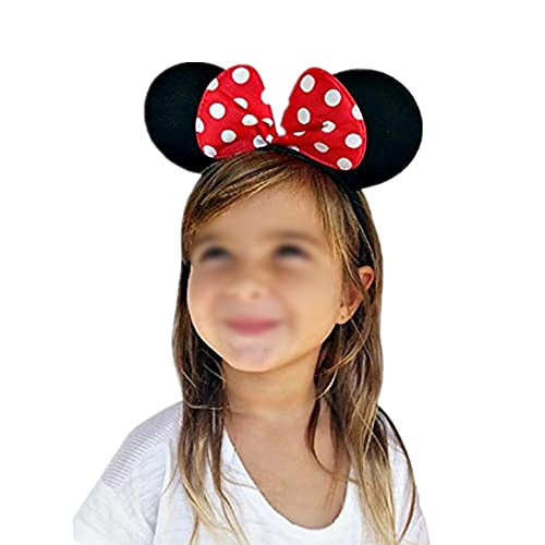 6 Pezzi Topolino Minnie Mouse Fascia,Orecchie da Topo con Cerchietto Nero,Orecchie da Topo in Nero per Bambini e Adulti,per Capelli Bambini Adulti Costume Carnevale Compleanno Cosplay Halloween