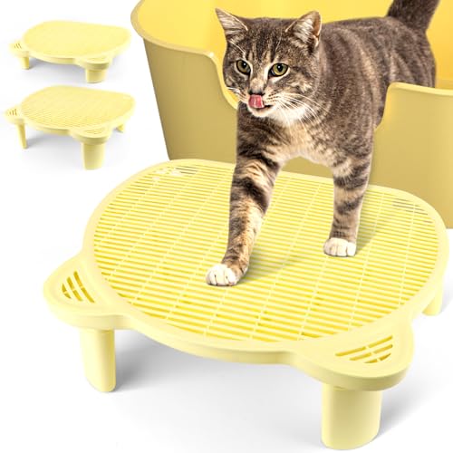 Litter Box Step, Cat Step/Ramp/Catcher with Filter Function, Easy to Clean, Ideal for Kitten & Elderly Cats (Black)