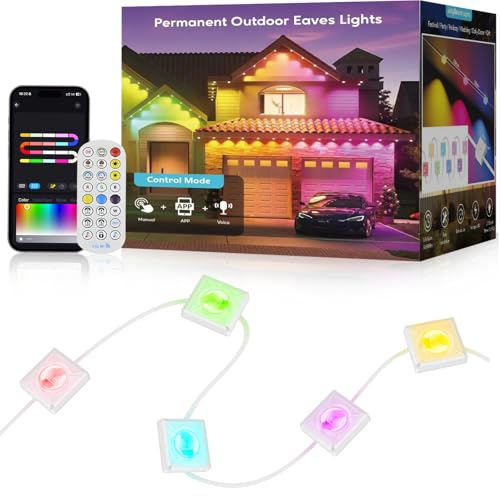Galental Permanent Outdoor Lights,100FT RGB+IC LED Lights with Smart APP