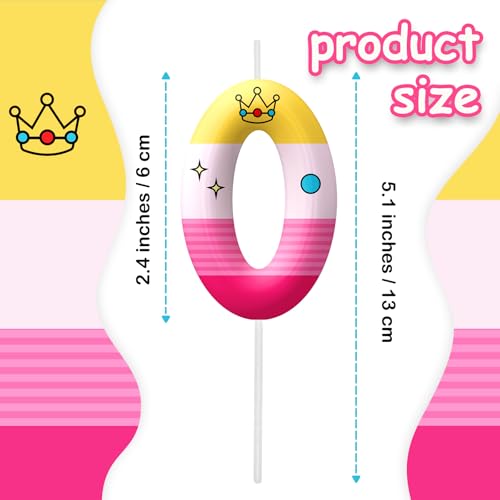 Image of Pink Cartoon Birthday Candles, Number 0 Candle Pink Themed Birthday Party Supplies, 2.4 inch Birthday Candles for Cake Topper Party Decorations, Birthday Decorations for Boys Girls (Number 0)