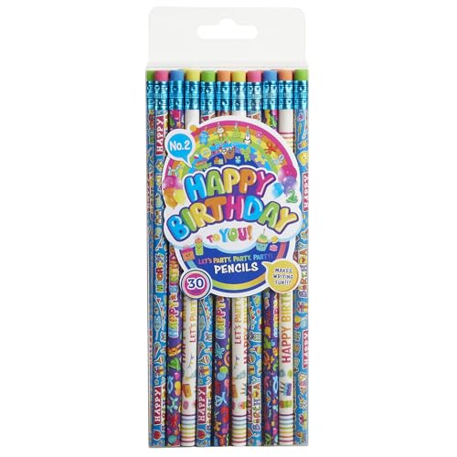 Cra-Z-Art Pencils, Assorted Happy Birthday Designs, Pack Of 30 Pencils
