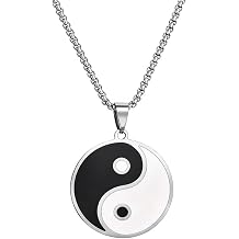 Yin Yang Tai Chi Pendant Necklace Stainless Steel Taoism Symbol Jewelry Black White Taoiji Friendship Necklace