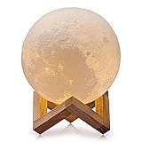 Moon Lamp, TAOTENK 3D Printed Moon Light, Dimmable Luna Decorative Night Light for Kids Baby Nursery New Year Valentines Gifts - Tap Control, USB Recharge, PVC Material, Three Color (5.9 Inch)