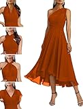 SWEMILE Robe de Cérémonie en Terracotta Un Dos Croisé Col V Robe Trapèze Jupe en Tulle Multicouche
