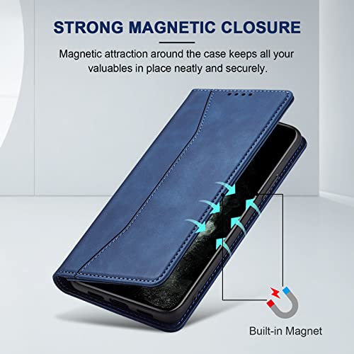 Image of Jasonyu Flip Wallet Case for iPhone 11 Pro,Leather Magnetic Folio Cover with Card Holder,Kickstand - TPU Shockproof Durable Protective Phone Case,Blue