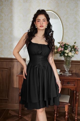 Scarlet Darkness Renaissance Dress Women Chiffon Spaghetti Strap Corset Dress4