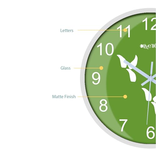Image of Olive Tree Wall Clock 12 inch Decorative Plastic Wall Clock TIK-TIK Movement Classic Clock Battery Operated Round Shape Easy to Read for Room /Home /Kitchen /Bedroom /Office /School - 9150