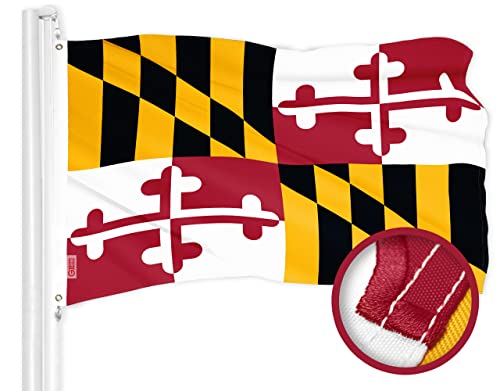 G128 Maryland State Flag | 3X5 Ft | Toughweave Series Embroidered 300D Polyester | Embroidered Design, Indoor/Outdoor, Brass Grommets #TOP20
