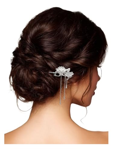 Épingle à cheveux lotus en filigrane d'argent accessoire chignon élégant