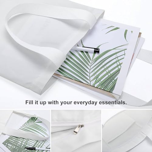 Tote Bag with Inner Pocket zippers for Women Double side Reusable Sturdy Grocery Bags Shopping Bags Canvas bag Shoulder Bag4
