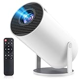 プロジェクター 家庭用【2025年進化モデル・27000LM・4K対応】超小型 270°回転 高輝度 1080P 天井投影 Wi-Fi6大画面 Android TV搭載 Bluetooth5.4 HiFiスピーカー 自動台形補正 ズーム機能 短距離投影 軽量 IOS/Android/パソコン/DVD/PS機/SWITCH接続可 プレゼントに最適 モバイル ホームプロジェクター（ホワイト）