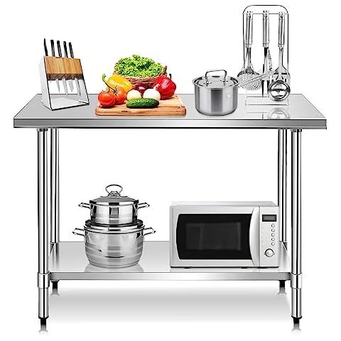 Table de Travail Cuisine COSTWAY 122x61cm Cover