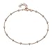 Produktbild Amberta 925 Sterlingsilber Roségold 14k Fußspange  3,2 mm Kugelkette mit größeren Kugel Fußkettchen Armband  22 bis 25,5 cm  Flexibel Verstellbar