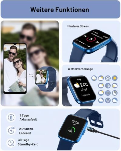 Tensky Smartwatch Herren mit Telefonfunktion 1,85" Damen Smart Watch Alexa Integrierte 3ATM, 110+ Sportmodi… – Ansicht 6