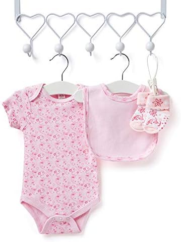 Baby Girl Gift Hamper Basket  This Hand Picked Baby Shower Bundle Includes a Bib, Comforter and Bodysuit with Soft Toy Rattle for The Newborn Girl
