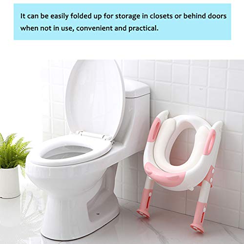 711TEK Potty Training Seat Toddler Toilet Seat with Step Stool Ladder,Potty Training Toilet for Kids Boys Girls Toddlers-Comfortable Safe Potty Seat Potty Chair with Anti-Slip Pads Ladder (Pink)